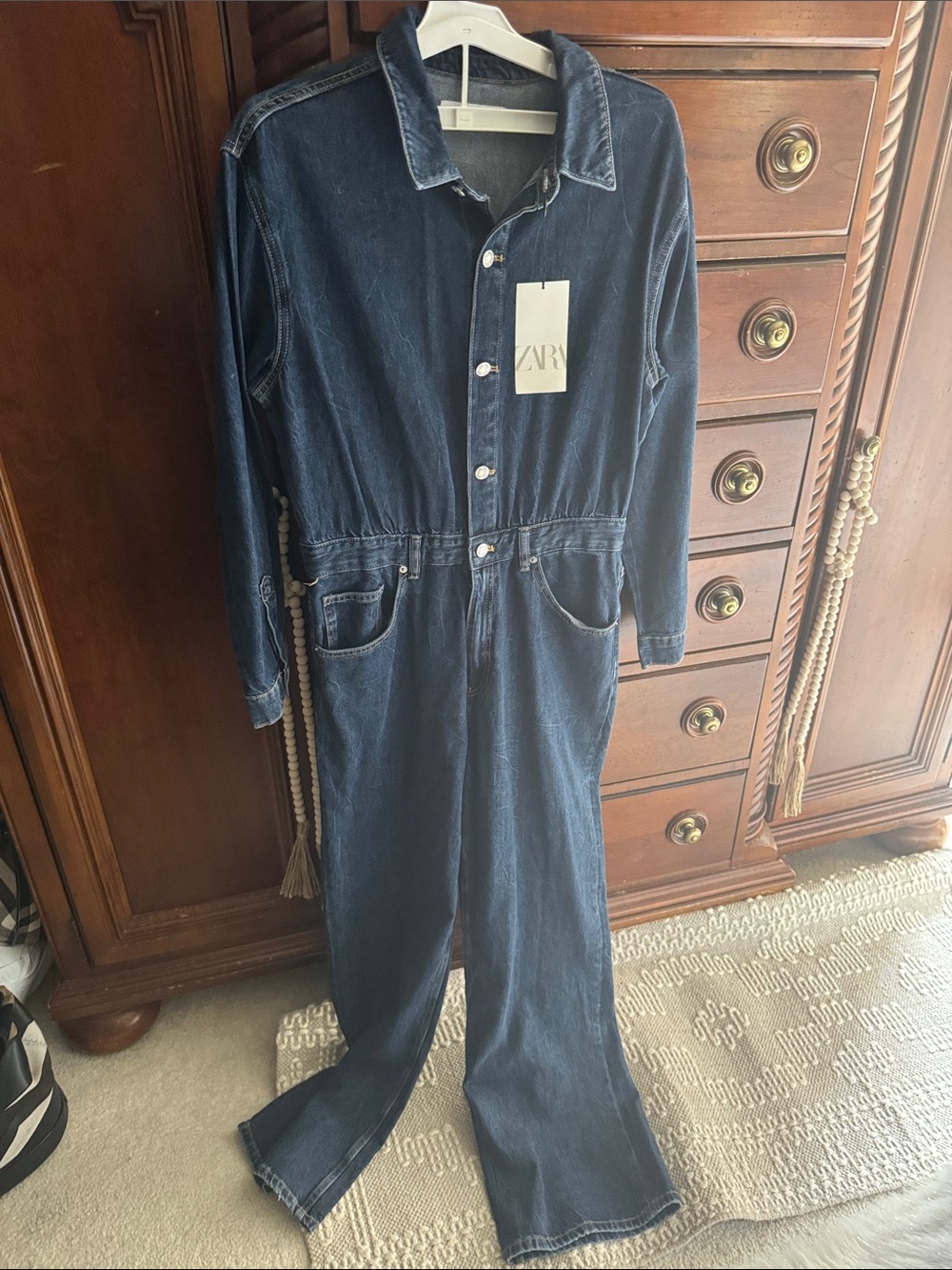 Zara Women’s  Dark Blue Denim Jumpsuit